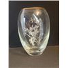 Image 4 : Hand-Painted Glass Vase With White Floral Design and Pressed Glass Tray