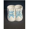 Image 6 : Hand-Painted Glass Vase With White Floral Design and Pressed Glass Tray