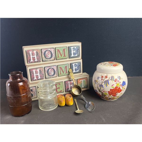 Decorative Home Blocks, Painted Ceramic Jar, More 