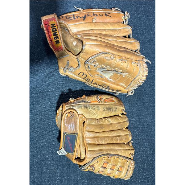 Vintage Japanese Baseball Gloves, Marksman and Homer Professional