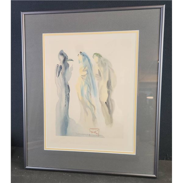 Framed Salvador Dalí Print with Red Signature Stamp