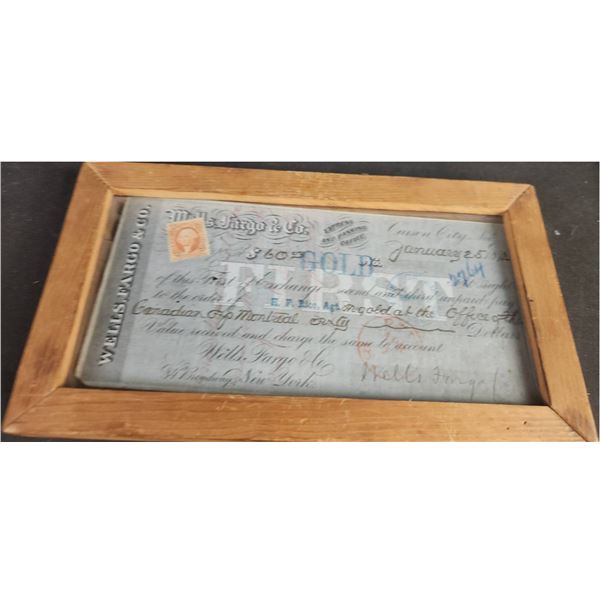 Wells Fargo & Co. Framed Historical Document Cheque