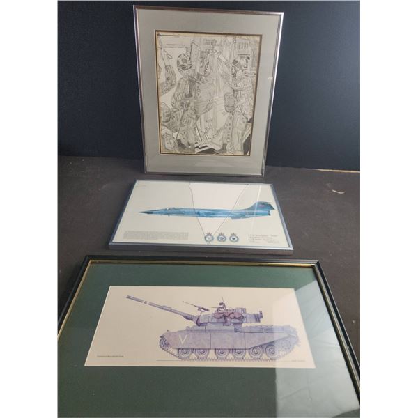 Framed Military Art: R. Blekaitis Drawing, CF104 Print, Centurion Tank Print