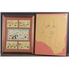 Image 1 : Framed Portrait Drawing & Framed Persian-Style Miniature Panels