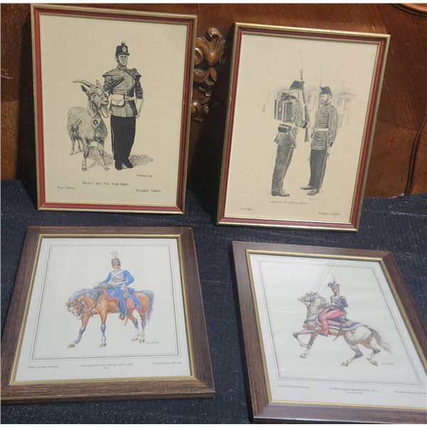 4 Framed Military Prints Fort Henry and European Cavalry