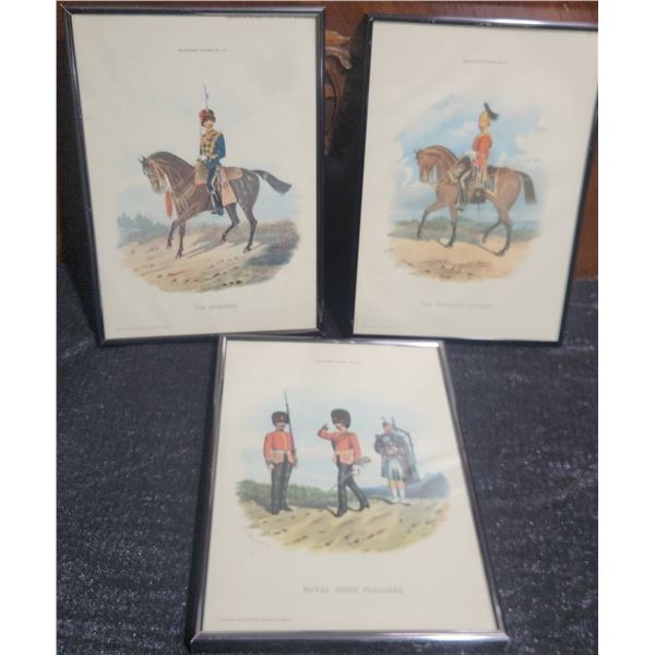 3 Framed Military Prints by R. Simkin 1891