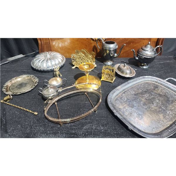 Silverplate and Brass Tableware Lot