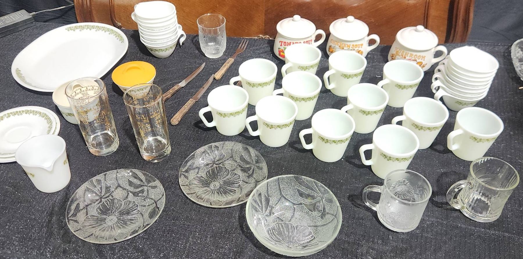 Corelle Spring Corelle Spring Blossom Cups, Glassware and Soup Bowls - Beck Auctions Inc.