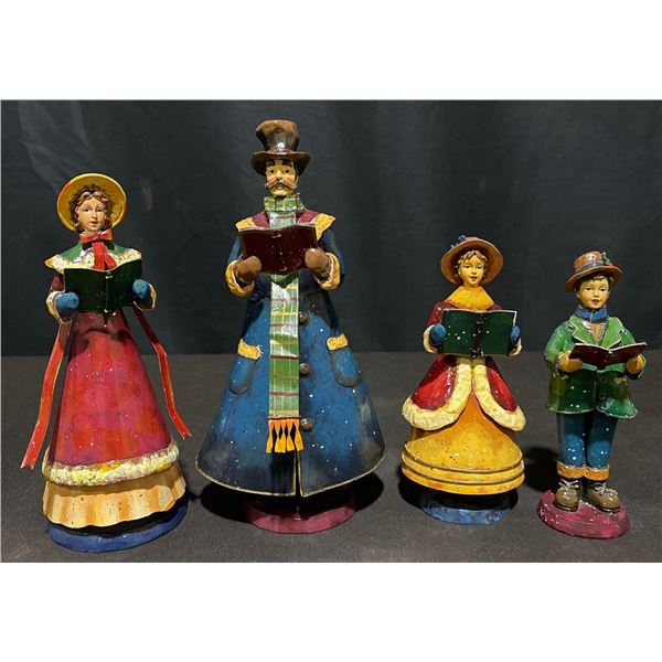 4 Hand-Painted 'Made in China' Christmas Caroler Figures, Mixed Sizes
