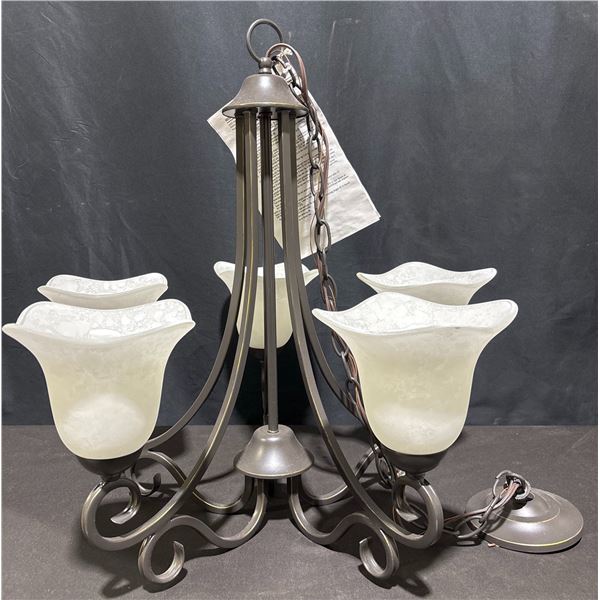 Westinghouse Five-Light Indoor Chandelier with Frosted Glass Shades, Approx 24" x 23.5"