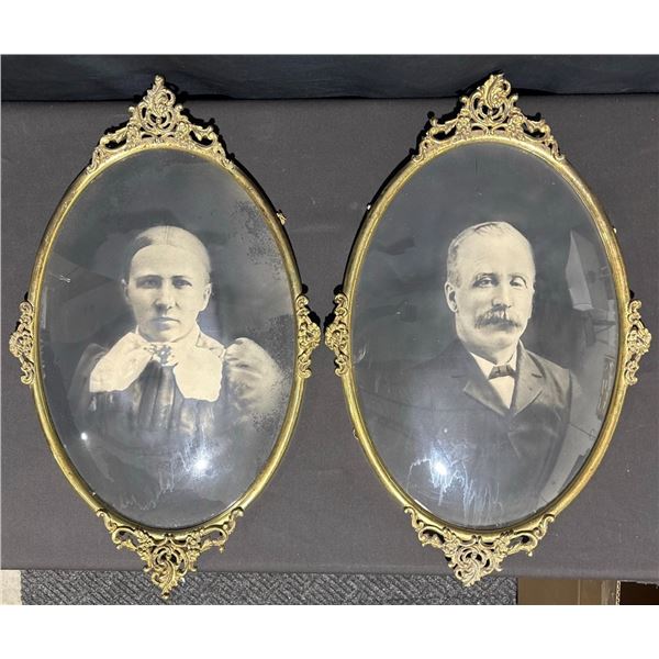 Oval Framed Portraits with Reattached Frame Pieces, 23" x 15.5" Approximate Size