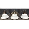 Image 1 : Three-Light Wall Sconce with Frosted Glass Shades, Approx 25" Wide