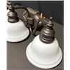 Image 4 : Three-Light Wall Sconce with Frosted Glass Shades, Approx 25" Wide