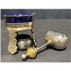 Image 10 : Blue and Gold Glass Decanter Set with 5 Glasses, E.P. Brass H.B.C.