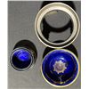 Image 13 : Blue and Gold Glass Decanter Set with 5 Glasses, E.P. Brass H.B.C.