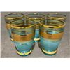 Image 2 : Blue and Gold Glass Decanter Set with 5 Glasses, E.P. Brass H.B.C.