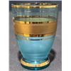 Image 3 : Blue and Gold Glass Decanter Set with 5 Glasses, E.P. Brass H.B.C.