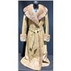 Image 1 : Fur Collared, Tan Belted Leather Coat With Fur Cuffs 