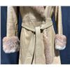 Image 3 : Fur Collared, Tan Belted Leather Coat With Fur Cuffs 