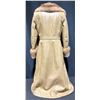 Image 5 : Fur Collared, Tan Belted Leather Coat With Fur Cuffs 