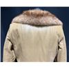 Image 6 : Fur Collared, Tan Belted Leather Coat With Fur Cuffs 