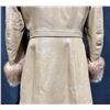 Image 7 : Fur Collared, Tan Belted Leather Coat With Fur Cuffs 
