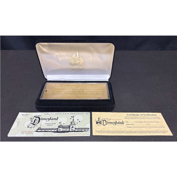 Disneyland Replica 24K Gold Plated E-Ticket and Ticket Book with Certificate, 1983