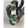 Image 2 : Stamped .925 Turquoise Gemstone Statement Necklace and Bracelet Set
