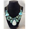Image 4 : Stamped .925 Turquoise Gemstone Statement Necklace and Bracelet Set