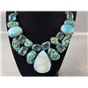 Image 5 : Stamped .925 Turquoise Gemstone Statement Necklace and Bracelet Set