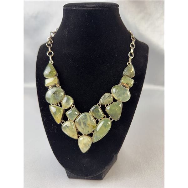 Stamped.925 Prehnite Gemstone Necklace
