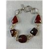 Image 5 : Stamped .925 Carnelian Necklace, Bracelet, Pendant and Earrings Set