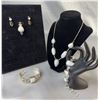 Image 1 : Stamped 925 Jewellery Lot with Moonstone Necklace, Bracelets, Pendant, and Earrings