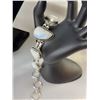 Image 2 : Stamped 925 Jewellery Lot with Moonstone Necklace, Bracelets, Pendant, and Earrings