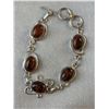 Image 13 : Stamped .925 Mahogany Obsidian Jewelry Set: Necklace, Bracelet, Pendant, Earrings
