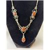 Image 4 : Stamped .925 Mahogany Obsidian Jewelry Set: Necklace, Bracelet, Pendant, Earrings
