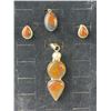 Image 6 : Stamped .925 Mahogany Obsidian Jewelry Set: Necklace, Bracelet, Pendant, Earrings