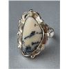Image 12 : Stamped .925 Silver Dendritic Agate Jewelry Set: Necklace, Two Bracelets, Rings, Pendant