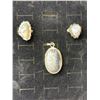 Image 2 : Stamped .925 Silver Dendritic Agate Jewelry Set: Necklace, Two Bracelets, Rings, Pendant