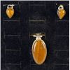 Image 3 : Tiger's Eye and Stamped .925 Jewelry Set: Necklace, Earrings, Pendant, and Bracelet