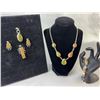 Image 1 : Stamped .925 Silver Unakite Jewelry Set With Necklace, Bracelet, Earrings, and Pendants