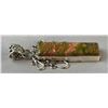 Image 9 : Stamped .925 Silver Unakite Jewelry Set With Necklace, Bracelet, Earrings, and Pendants