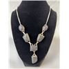 Image 2 : Stamped .925 Mosaic Jasper Jewelry Set with Necklace, Bracelet, and Earrings