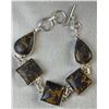 Image 5 : Stamped .925 Mosaic Jasper Jewelry Set with Necklace, Bracelet, and Earrings