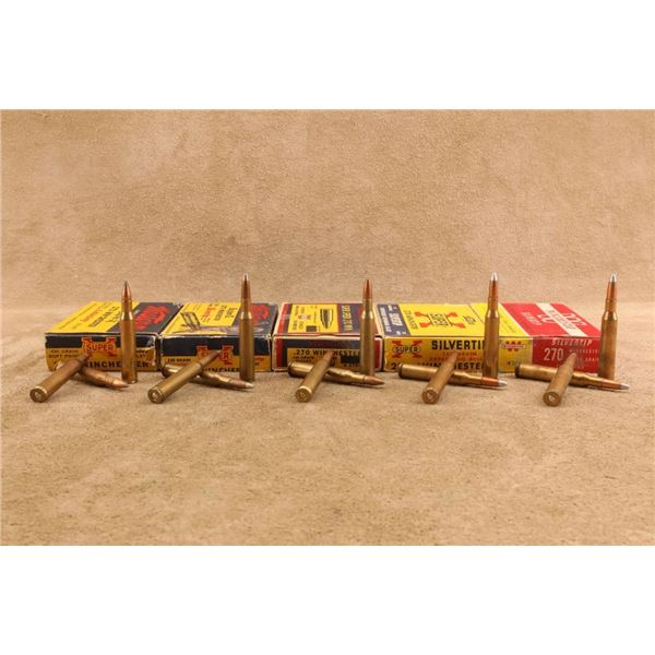 Five Boxes Containing 89rds Of Winchester .270 Win. Silvertips Jhp 100gr 130gr Ammunition
