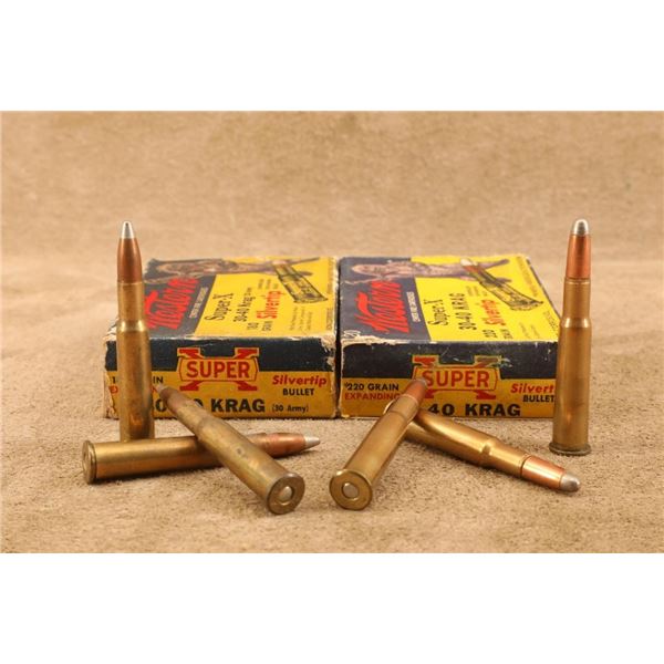 Western Super-x 30-40 Krag Silvertip Ammunition 40 Rounds, 180gr And 220gr, Vintage Boxes