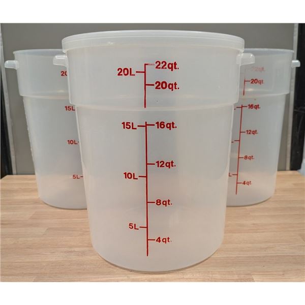 22qt Round Food Storage Containers - Lot of 3