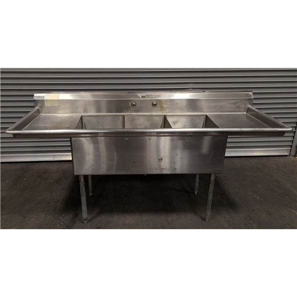 Duke 16" x 21" x 14" Three Tub Stainless Steel Sink With Drainboards