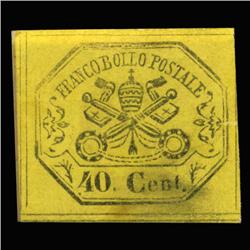 1867 RARE Italy Roman States 40c Postal Stamp Hi Grade (STM-0181)