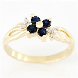 0.38Ct Blue Sapphire & Diamond Solid 9K Gold Ring (JEW-9063X)